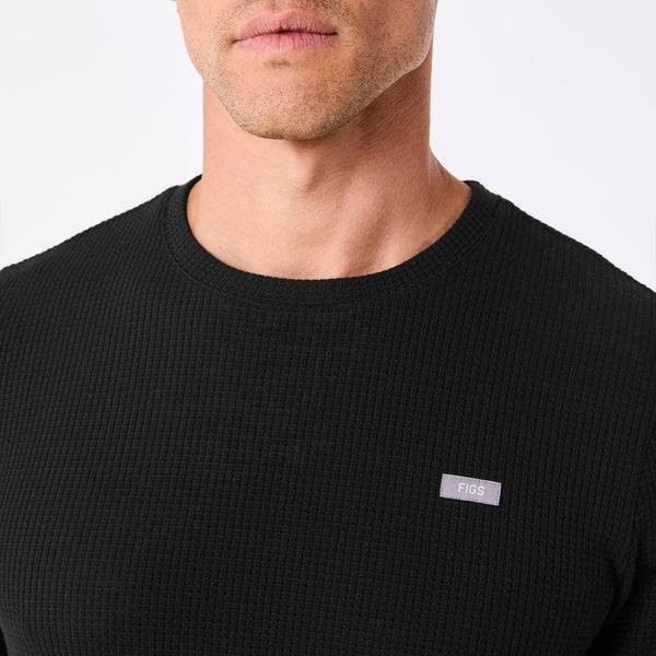 men's Black Off-Shift Waffle - Longsleeve Top™