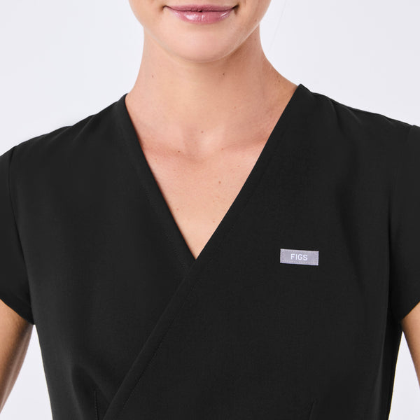 women's Black Tivoli Slim Surplice Peplum - Scrub Top