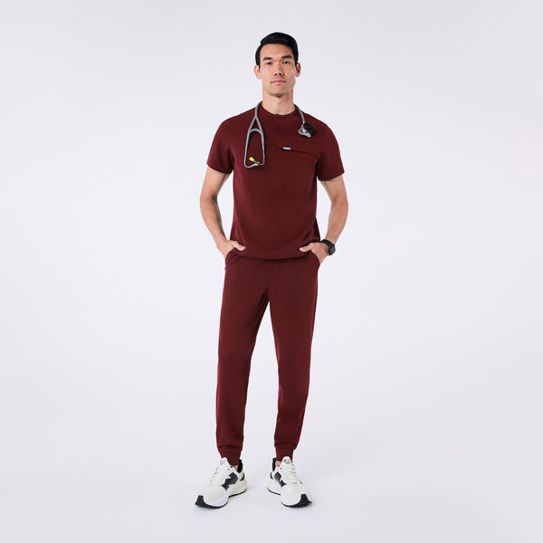 men's Burgundy Corfield - Henley Scrub Top