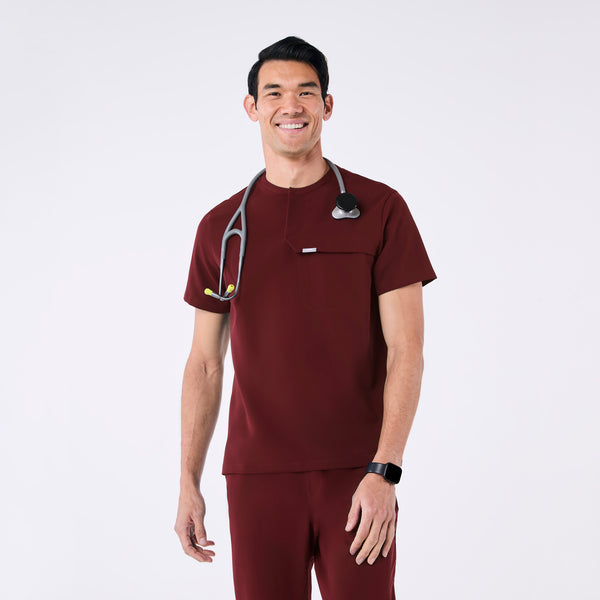 men's Burgundy Corfield - Henley Scrub Top