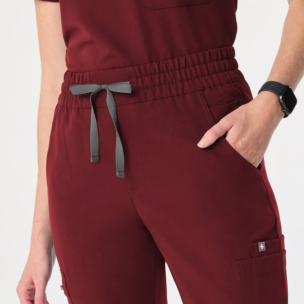 women's Burgundy High Waisted Dowa - Petite Scrub Pant