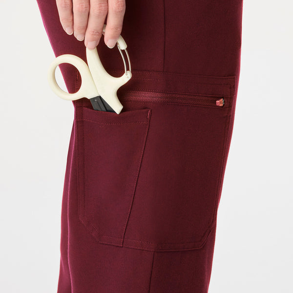 women's Burgundy Uman Relaxed - Petite Jogger Scrub Pant
