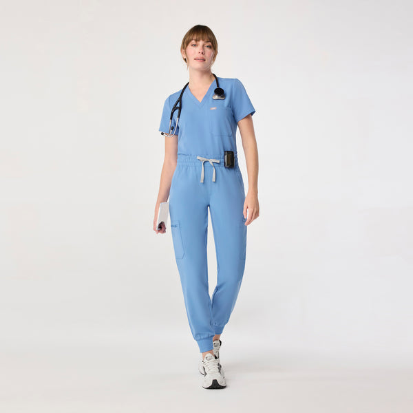 women's Ceil Blue High Waisted Uman Relaxed - Jogger Scrub Pant