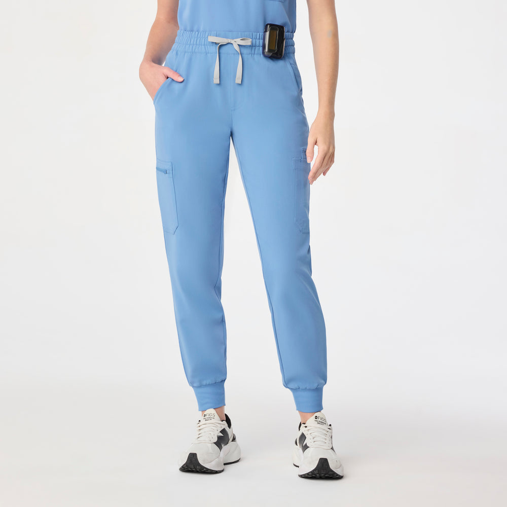 women's Ceil Blue High Waisted Uman Relaxed - Tall Jogger Scrub Pant