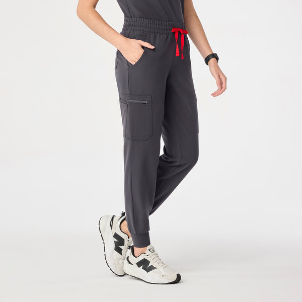women's Charcoal Uman Relaxed - Petite Jogger Scrub Pant