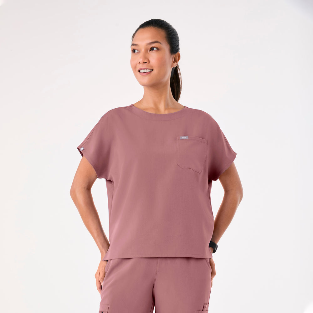 women's Mauve Arua Relaxed Scoop Neck - Scrub Top