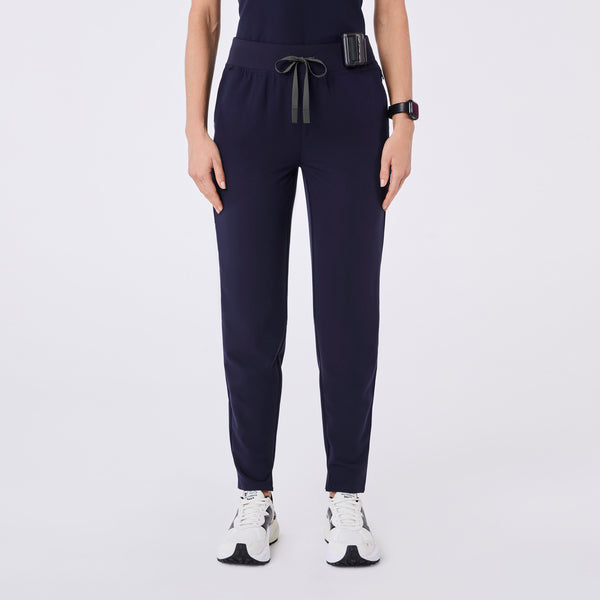 women's Navy Alva High Waisted Tapered - Petite Scrub Pant