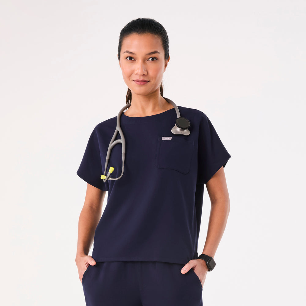 women's Navy Arua Relaxed - Scrub Top