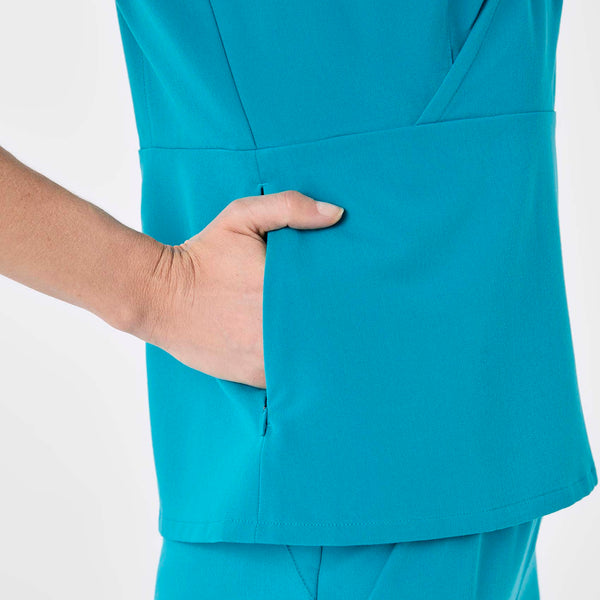 women's Teal Tivoli Slim Surplice Peplum - Scrub Top