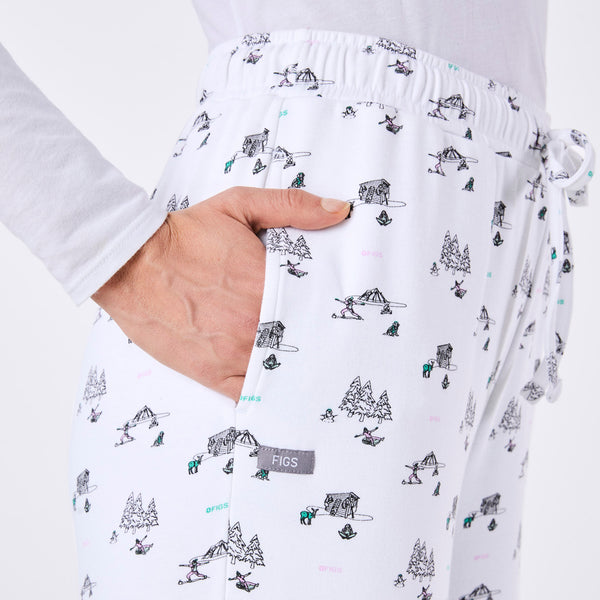 women's White Apres Print Pajama Pant