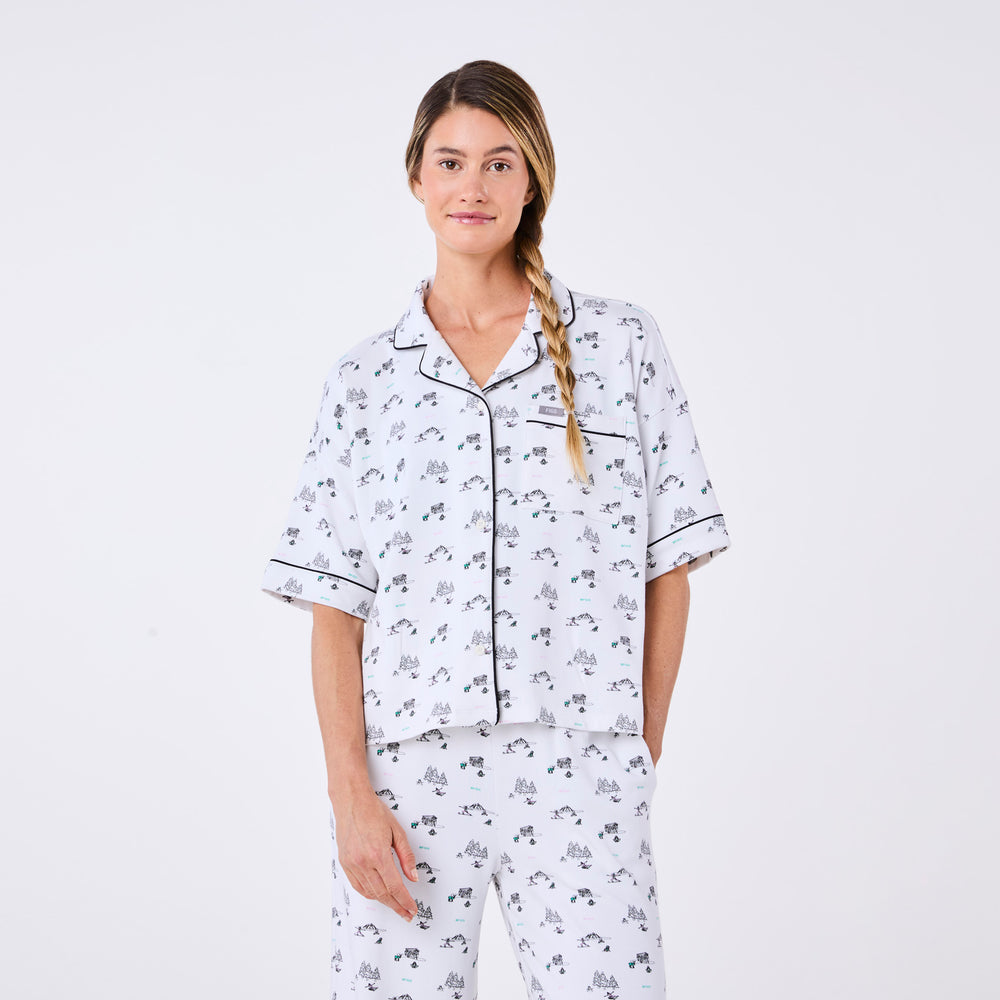 women's White Apres Print Pajama Top