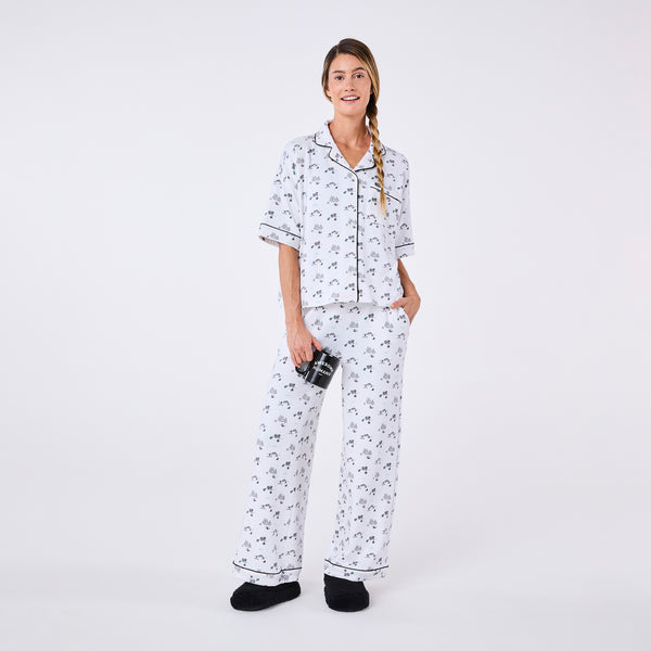 women's White Apres Print Pajama Top