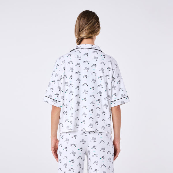 women's White Apres Print Pajama Top