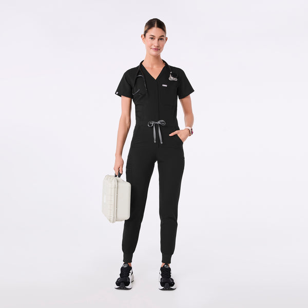 women's Black Catarina V-Neck - Jogger ScrubJumpsuit™