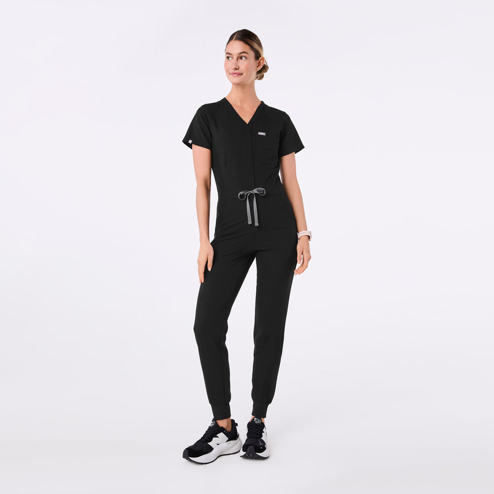 women's Black Catarina V-Neck - Jogger ScrubJumpsuit™