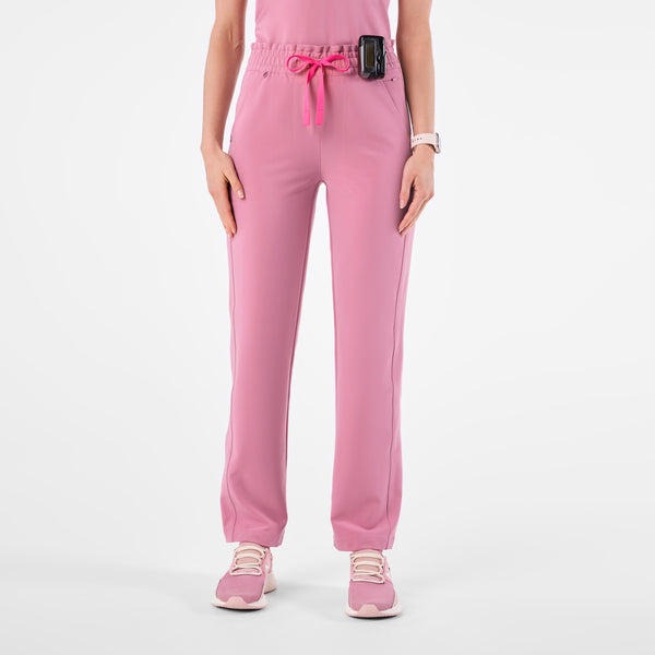 women's Chalk Pink Davia High Waisted Straight Leg - Scrub Pant