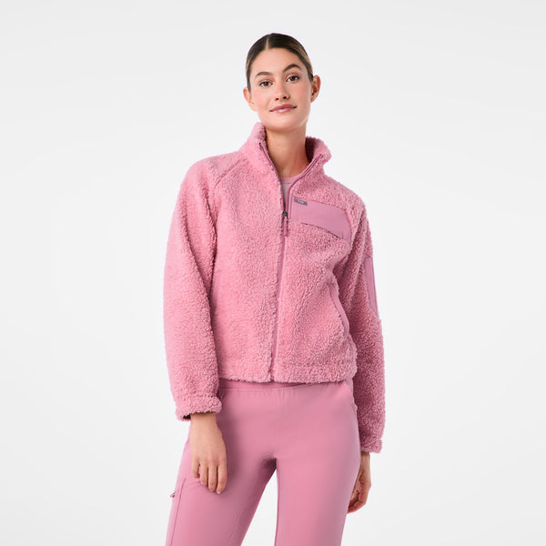 women's Chalk Pink On-Shift High Pile - Fleece Bomber Jacket™