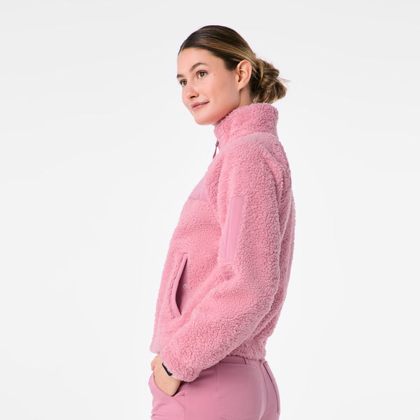 women's Chalk Pink On-Shift High Pile - Fleece Bomber Jacket™