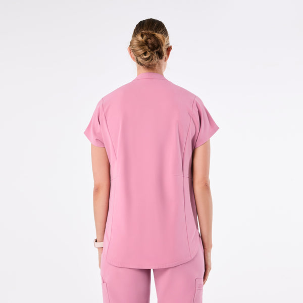 women's Chalk Pink Montex - Mock Neck Scrub Top