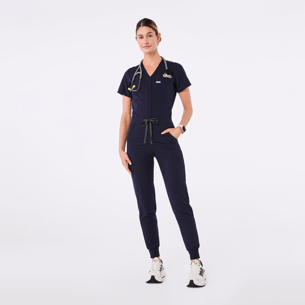 women's Navy Catarina V-Neck - Jogger ScrubJumpsuit™