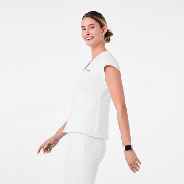 women's Optic White Tivoli Slim Surplice Peplum - Scrub Top