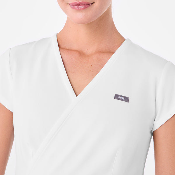 women's Optic White Tivoli Slim Surplice Peplum - Scrub Top