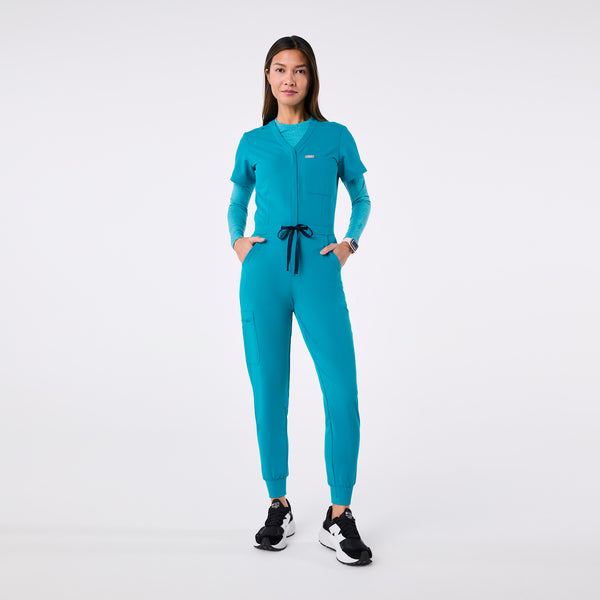 women's Teal Catarina V-Neck - Jogger ScrubJumpsuit™