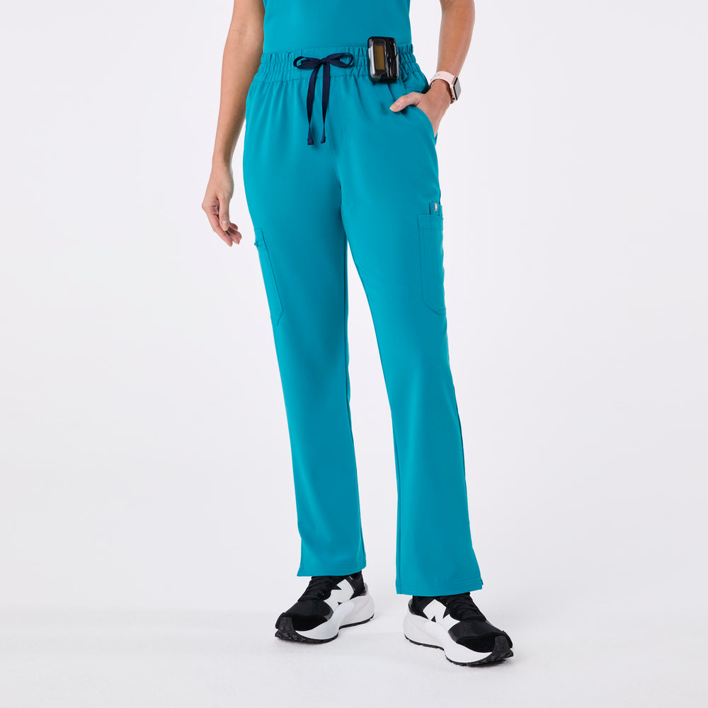 women's Teal High Waisted Dowa - Petite Scrub Pants