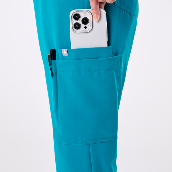 women's Teal High Waisted Dowa - Petite Scrub Pants