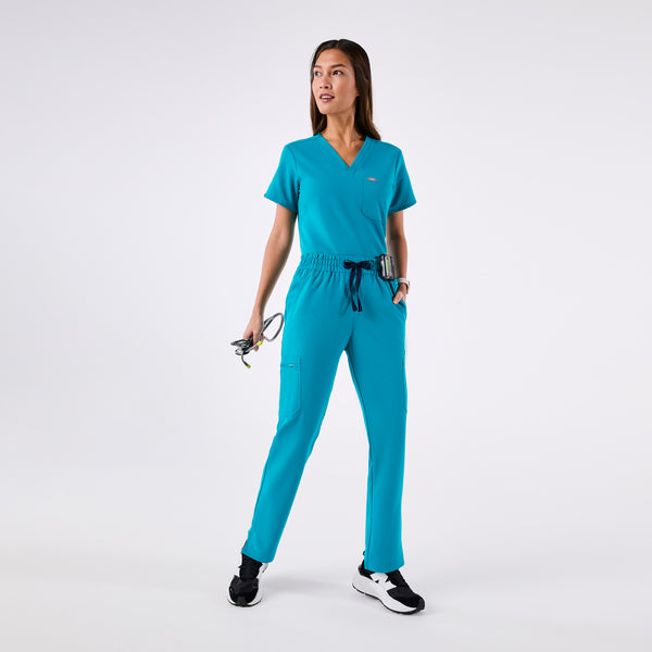 women's Teal High Waisted Dowa - Petite Scrub Pants