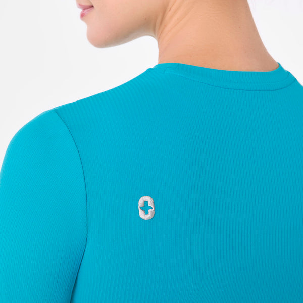 women's Teal Ribbed - Longsleeve Underscrub