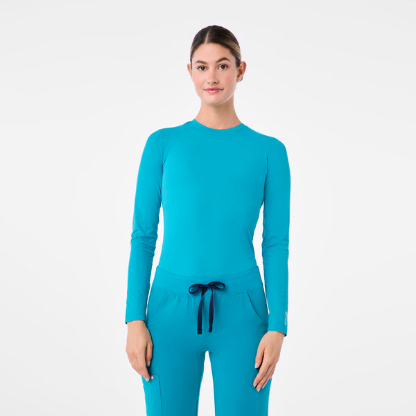 women's Teal Ribbed - Longsleeve Underscrub