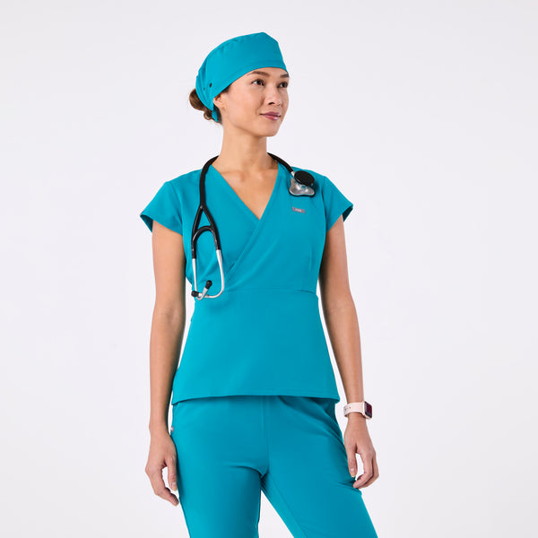 Teal Modern - Classic Scrub Cap Buttonholes