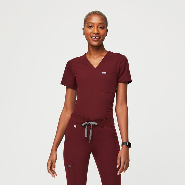 Women's Burgundy Catarina™ - One-Pocket Scrub Top