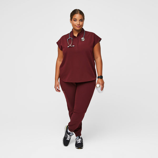 women's Burgundy Rafaela™ - Oversized  Scrub Top (3XL - 6XL)