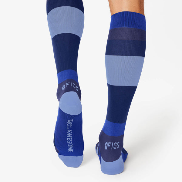 Men's Electric Blue Stripe - Compression Socks
