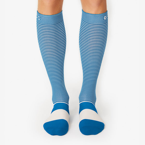 Men's Royal Blue Double Stripe - Compression Socks