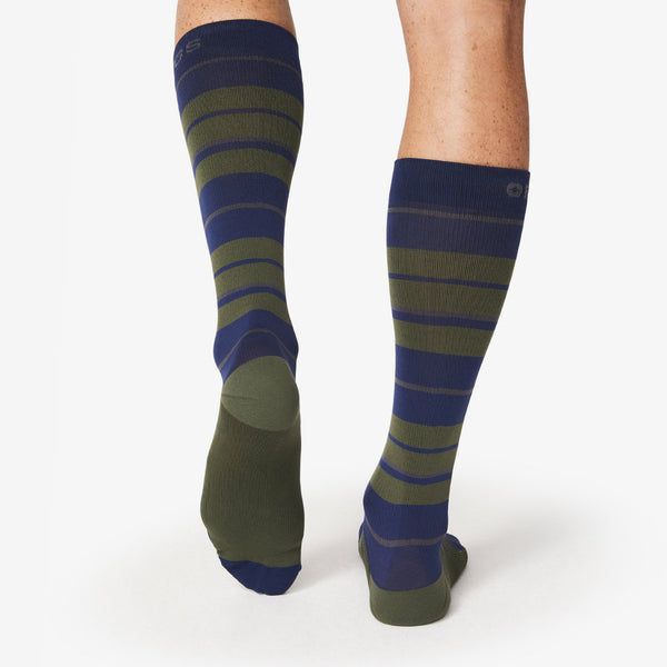 Men's Dark Moss Olive Stripe - Compression Socks