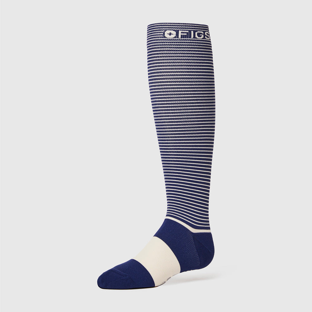 Men's Navy Double Stripe - Compression Socks