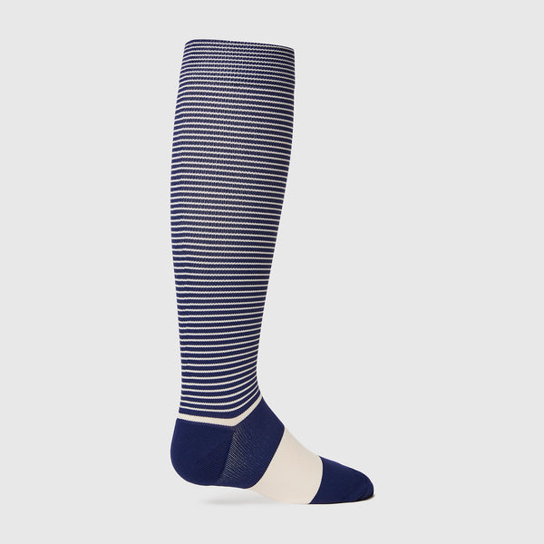 Women's  Navy Double Stripe - Compression Socks