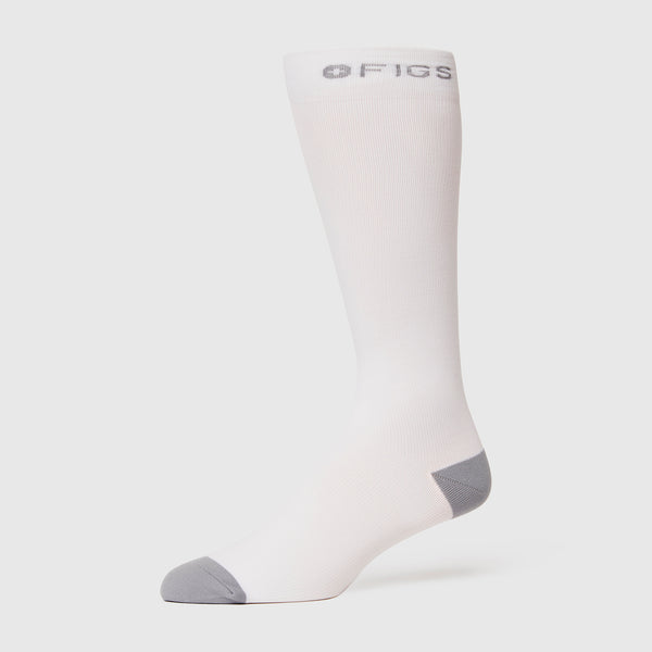 Men's White Solid  - Compression Socks