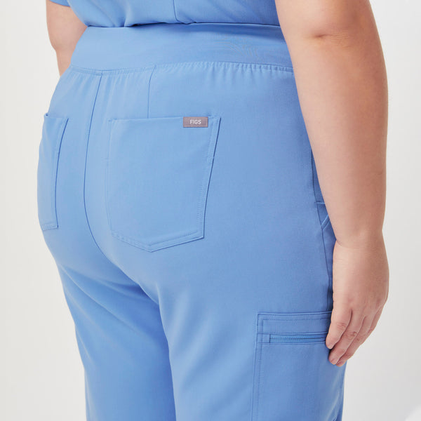 women's Ceil Blue High Waisted Zamora™ - Petite Jogger Scrub Pants (3XL - 6XL)