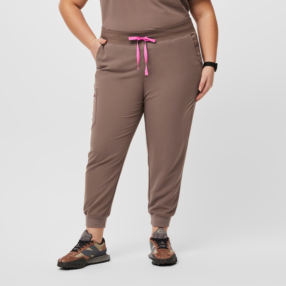 women's Smokey Taupe Zamora™- Petite Jogger Scrub Pants (3XL - 6XL)
