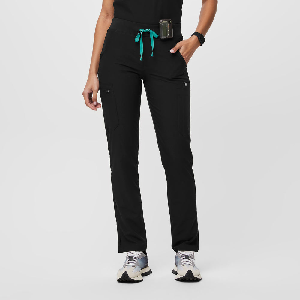 women's Black FREEx™ Lined Yola™ - Petite Skinny Scrub Pants 2.0