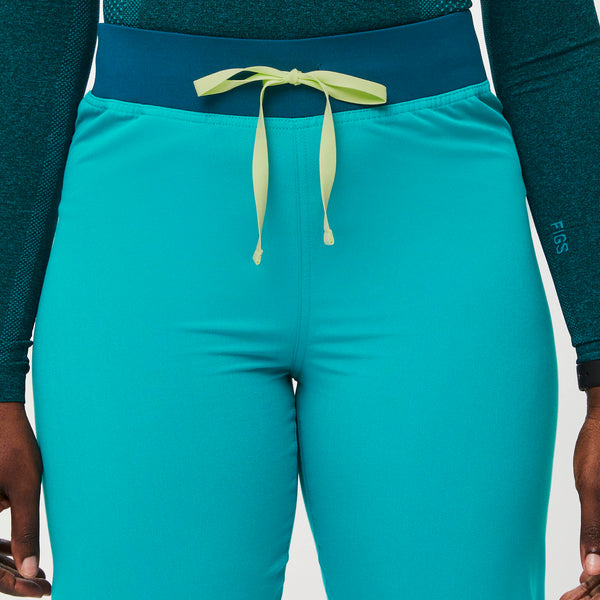 women's Teal High Waisted Livingston™ - Petite Basic Scrub Pants (3XL - 6XL)