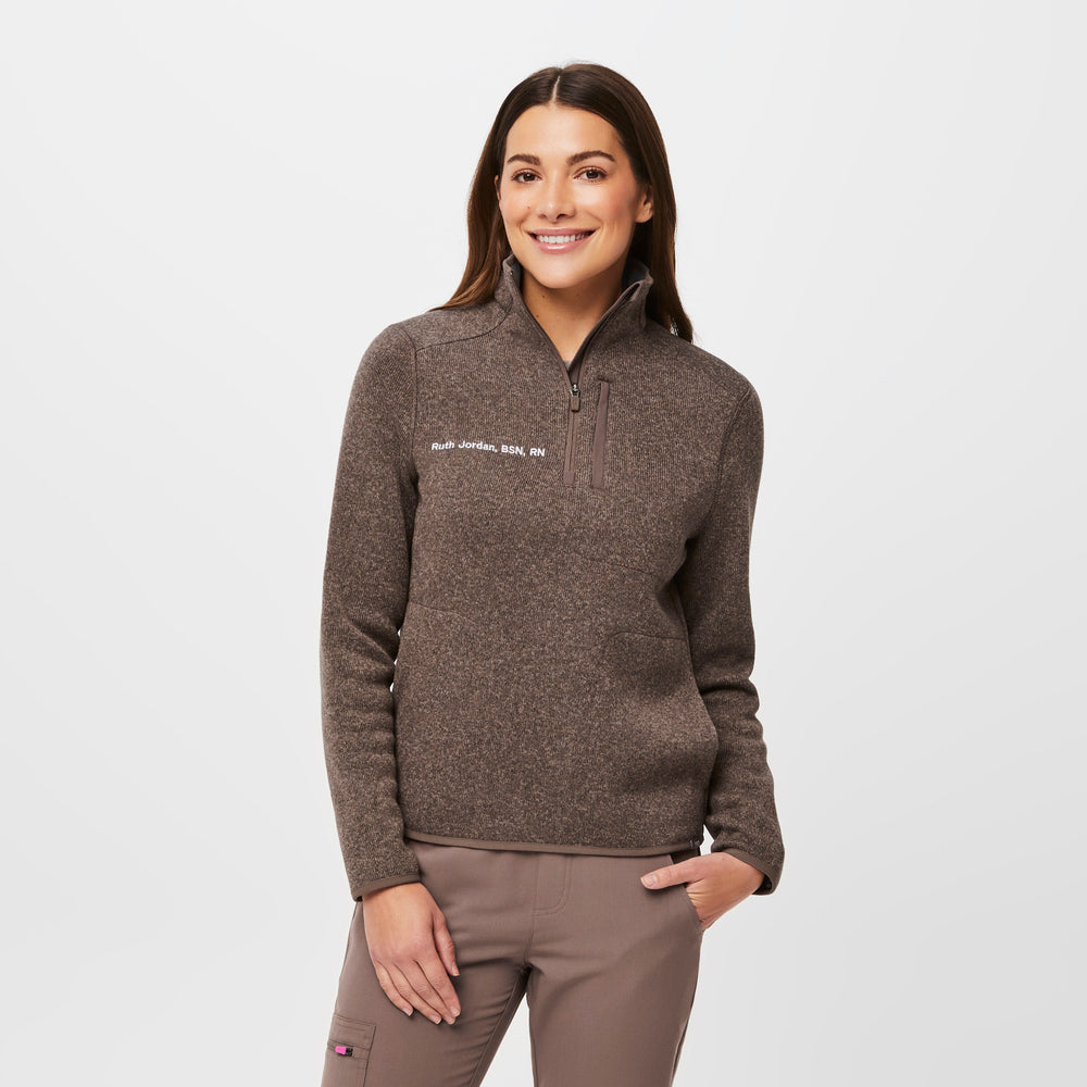 women's Heather Smokey Taupe On-Shift™ Half Zip - Sweater Knit