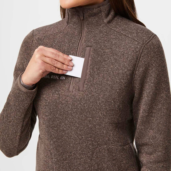women's Heather Smokey Taupe On-Shift™ ¼ Zip - Sweater Knit