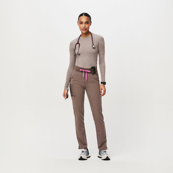 women's Smokey Taupe High Waisted Yola™ - Tall Skinny Scrub Pants (3XL - 6XL)