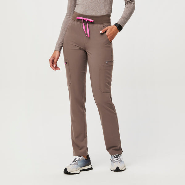 women's Smokey Taupe High Waisted Yola™ - Petite Skinny Scrub Pants (3XL - 6XL)