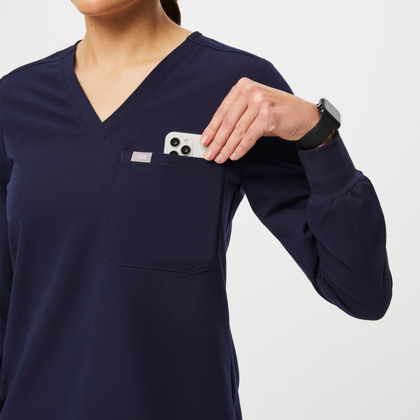 women's Navy Longsleeve Catarina™ - One-Pocket Scrub Top